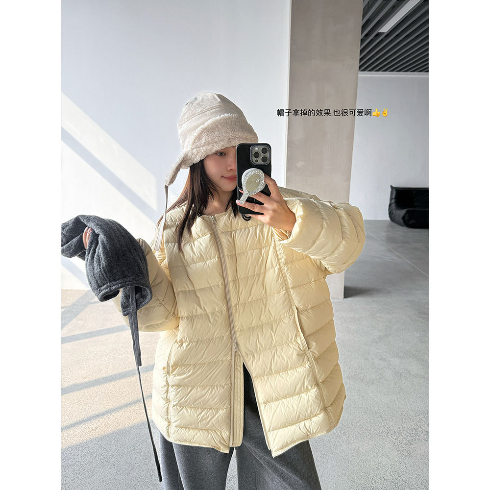 【王琪芝】白鸭绒排骨羽绒服女冬保暖宽松可拆卸针织帽外套WQ106