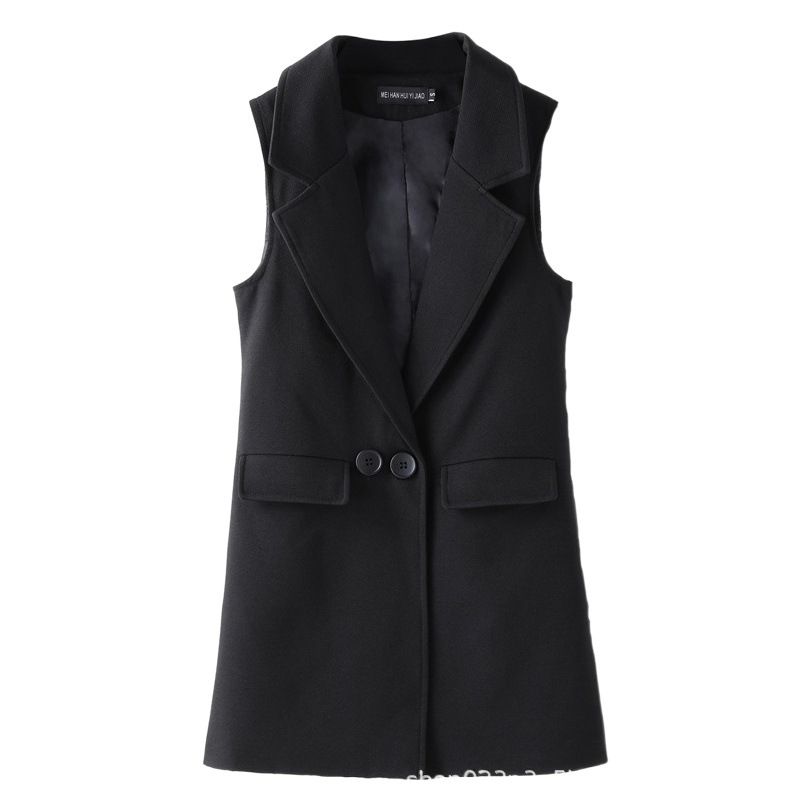 Chaleco de traje para mujer 2024 primavera y otoño nuevo estilo coreano SLIM-Fit chaleco sin mangas chaleco medio-largo chaleco moda