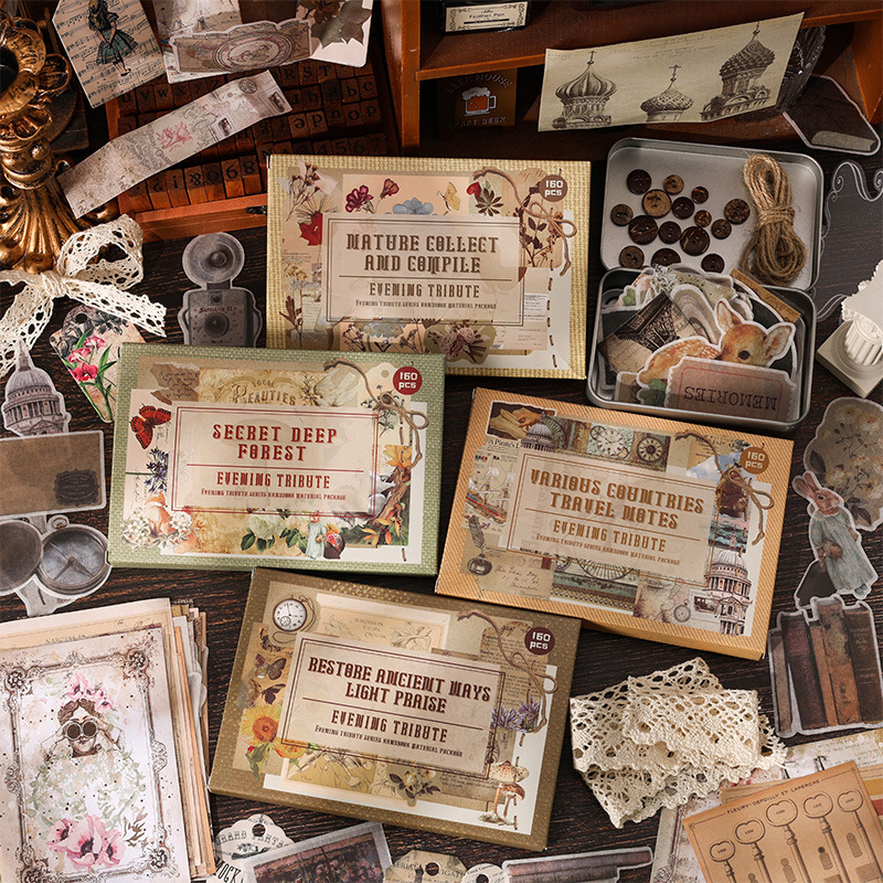 Anochecer serie de regalos American retro material decorativo papel DIY diario nota Collage tarjeta papel de Nota No adhesivo