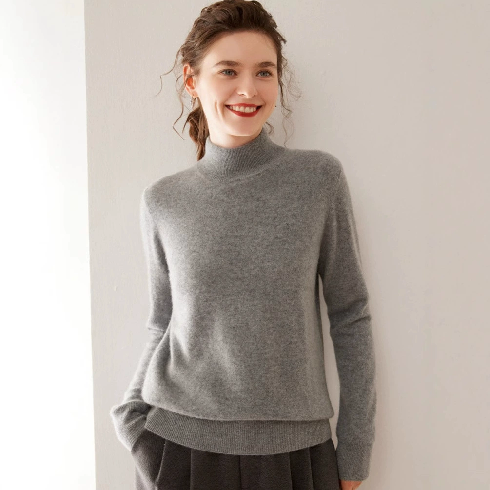 Высококачественный кашемировый свитер женский чистый кашемир осенний и зимний полувысокий воротник теплый и удобный свитер высокого уровня