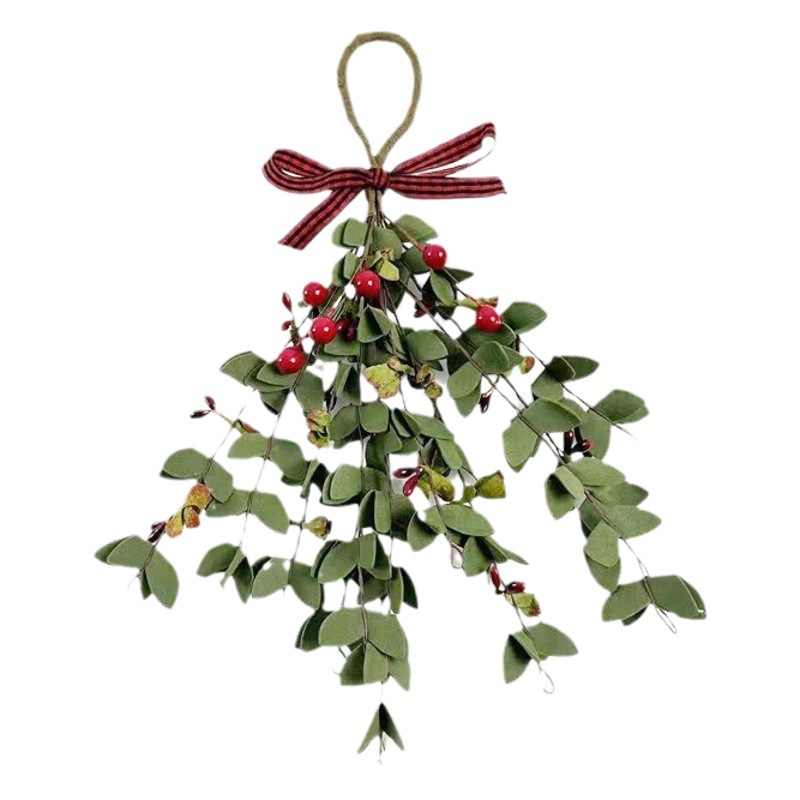 Simulación de muérdago de simulación deja Navidad decoración simulación hogar suave decoración simulación planta verde fábrica al por mayor