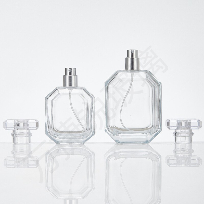 スポット卸売りバヨネット30ml 50ml 100ml透明八角形ガラス香水瓶ポータブル分注瓶Tカバー|undefined