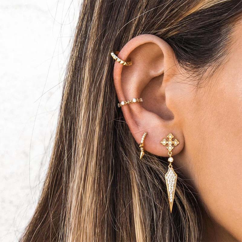 Womenu0027S Fashion Stone Cone Type Copper Zircon Earrings Inlay Copper Earrings