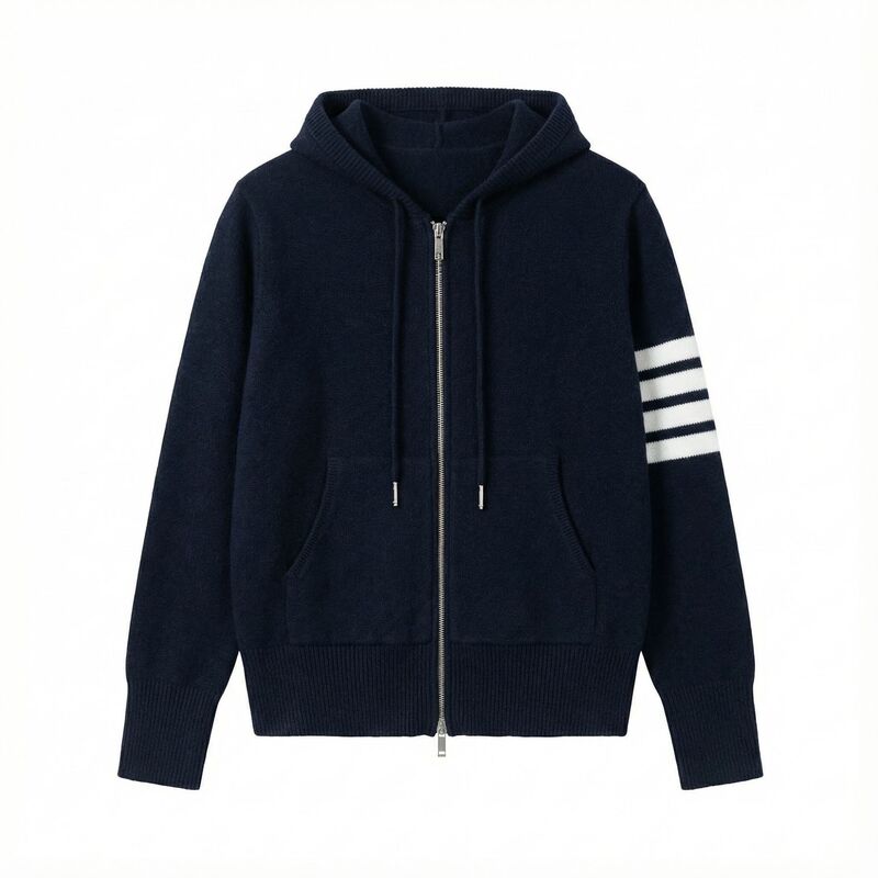 Christmas Red Sweater for Women Tb Puppy Four-Stripe Zipper Hooded Knit Cardigan Zodiac Year Top Autumn Winter