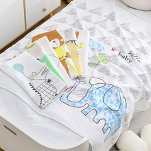 2层夏季纱布竹纤维印花儿童被子批发空调毯宝宝盖毯浴巾柔软现货