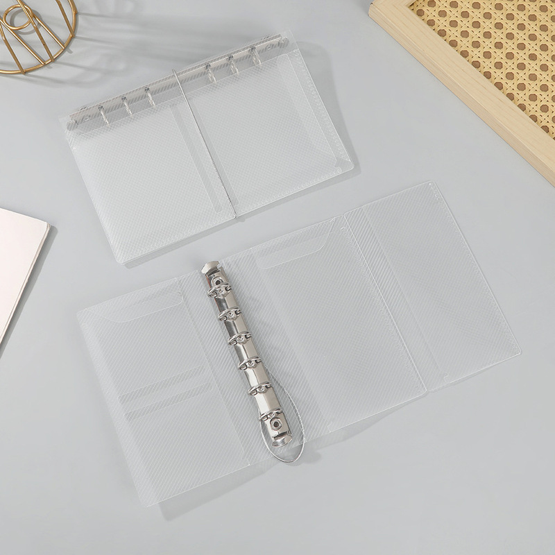 Transparent 70% off Pvc Binder M5 Loose-Leaf Planner Cover Notebook Storage Bag Twill Grid Planner
