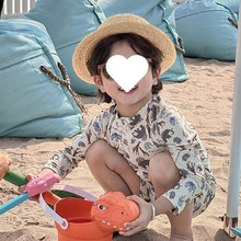 儿童泳衣夏男童韩版森林动物长袖防晒游泳衣宝宝沙滩度假速干泳装