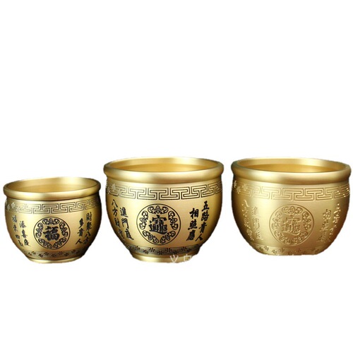 Brass rice jar, rice cornucopia, eight-treasure jar, office living room, pure copper Baifu creative souvenir metal ornaments
