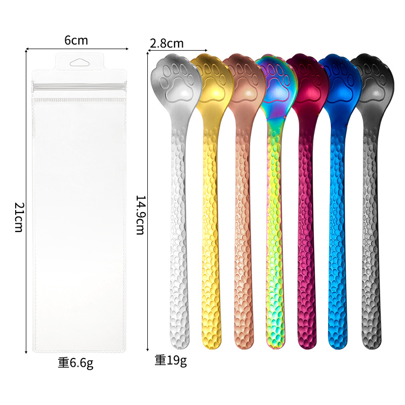 Cuchara de garra de gato de 7 colores con bolsa de pvc