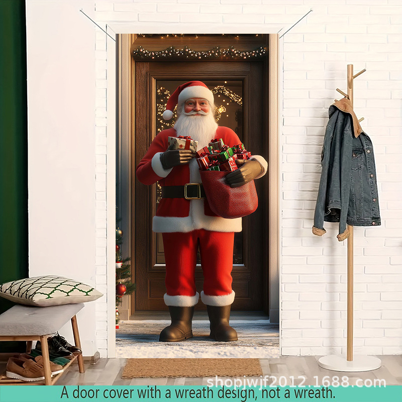 TEM Amazon transfronterizo nueva decoración de la cubierta de la puerta de Navidad rojo Santa Claus regalo cubierta de la puerta ambiente festivo fiesta