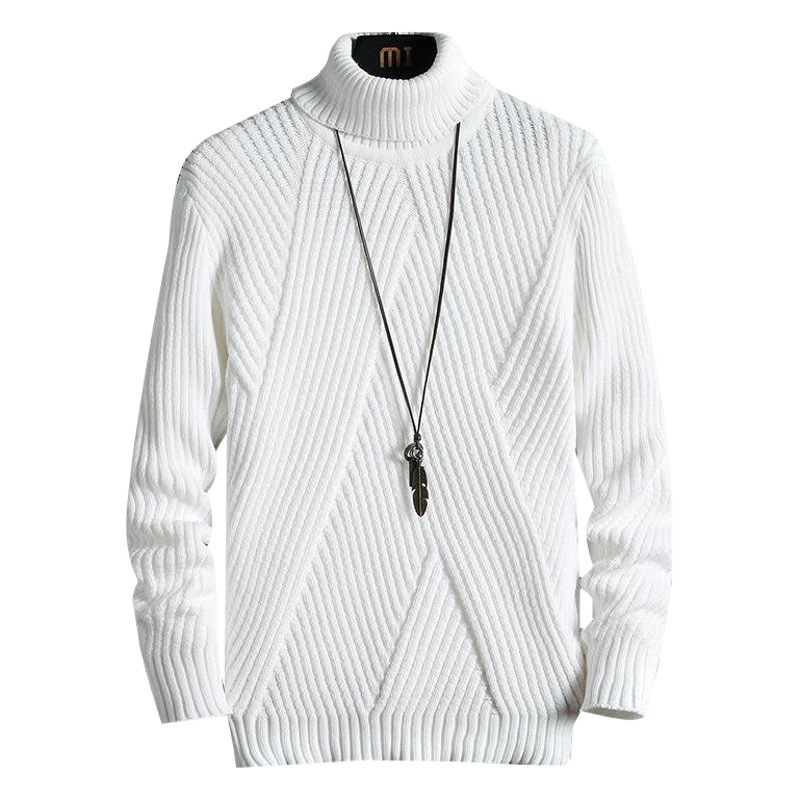 2020 generación transfronteriza Otoño e Invierno suéter de cuello alto de los hombres sarga juventud color sólido slim fit moda suéter grueso cálido