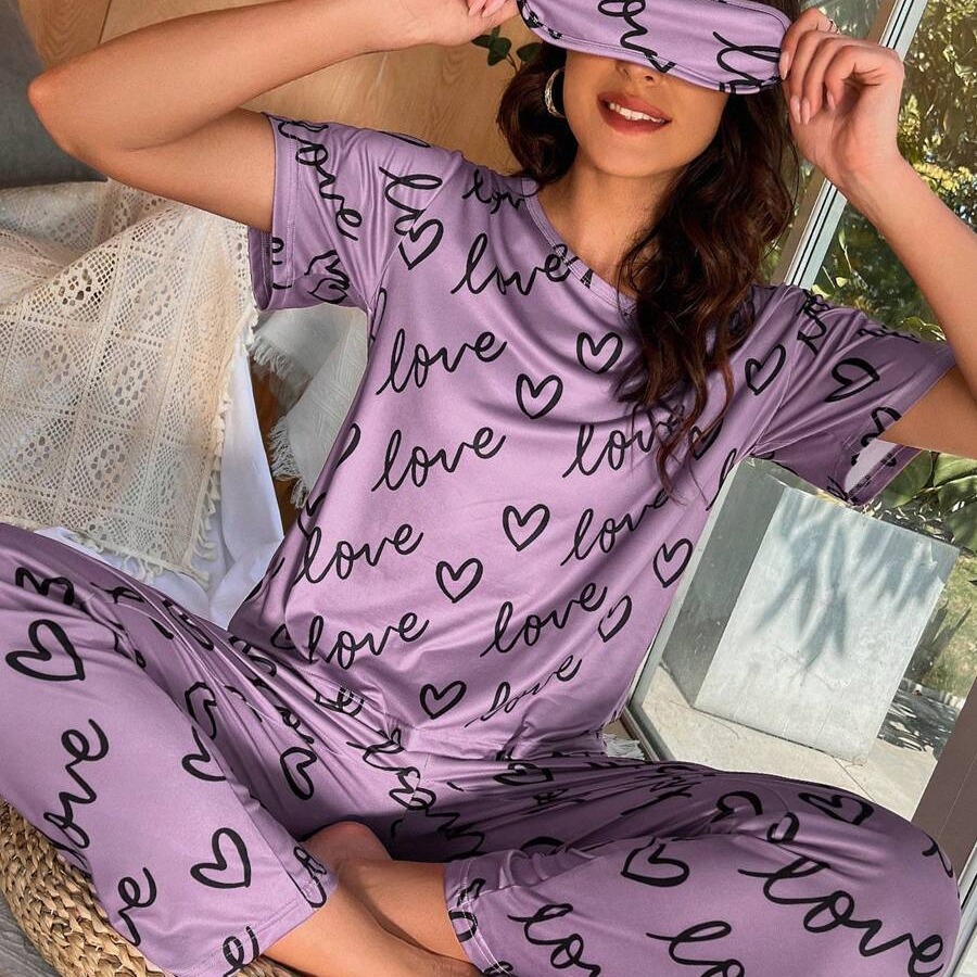 2025 Comercio exterior europeo y americano Rusia nueva ropa de mujer pijamas estampados primavera y verano ropa a domicilio traje de moda estampado