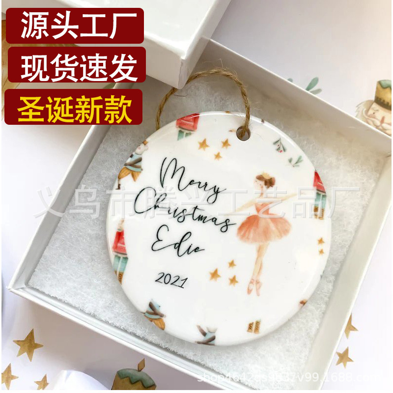 Christmas tree pendant ceramic PC acrylic walnut soldier clip fairy personality DIY gift Christmas New