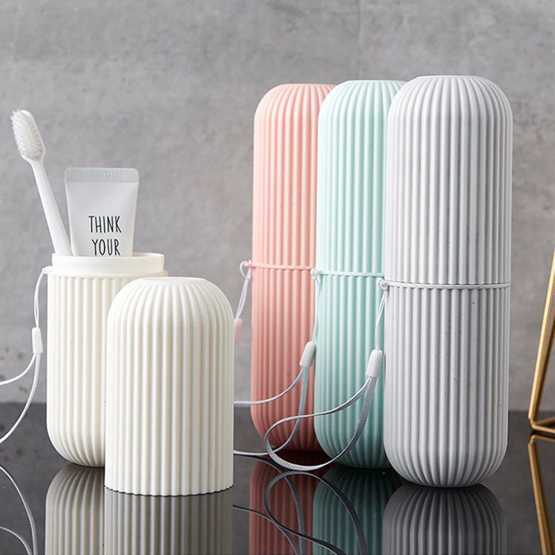 Portable travel toothbrush holder, creative and minimalist couple's oral care set, toothbrush cup and toothpaste tube
