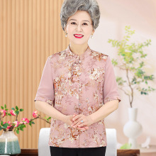 50岁中老年女装小衫阔太太衬衫夏装洋气妈妈新款休闲中袖上衣T恤