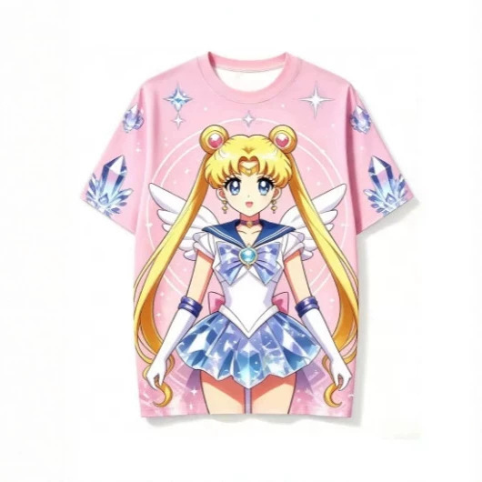 Summer Sailor Moon Character 3D Printed T-Shirt Breathable Fashion Casual Daily Activity Short-Sleeved T-Shirt Family Set Summer Sailor Moon Character 3D Printed T-Shirt Breathable Fashion Casual Daily Activity Short-Sleeved T-Shirt Family Set