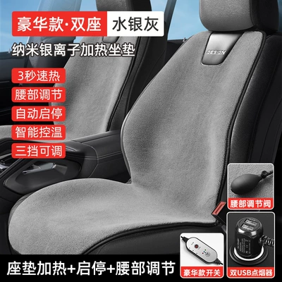 Multi-function pad | electric heating plush cushion - gray-two-seats-heating-automatic-start-and-stop-12v-24v-universal-timing-air-bag