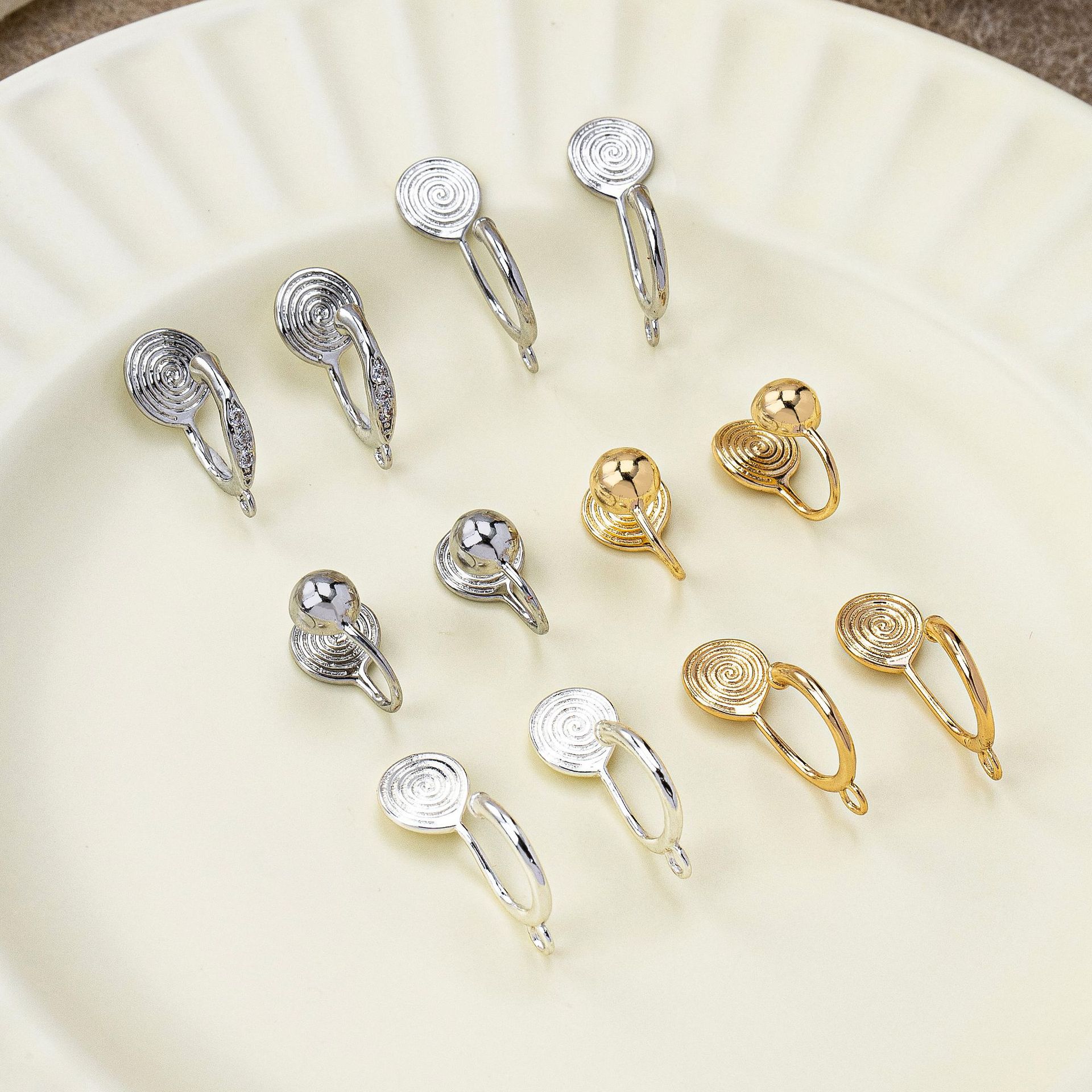 DIY Jewelry All-In-One Copper Alloy Mosquito Coil Disc Ear Clip Earrings Without Ear Holes, Easy to Adjust Jewelry Accessories