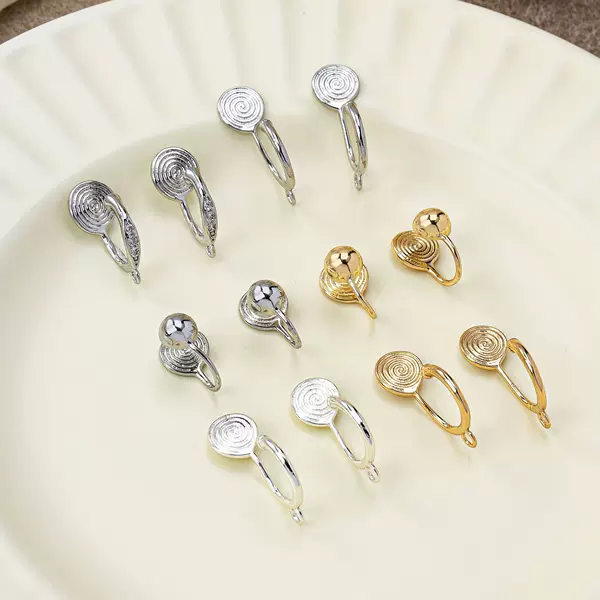 DIY Jewelry All-In-One Copper Alloy Mosquito Coil Disc Ear Clip Earrings Without Ear Holes, Easy to Adjust Jewelry Accessories