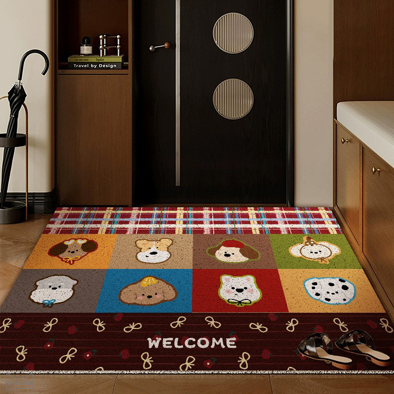 Cartoon Entrance Door Floor Mats, Home Entrance Door Wire Ring Foot Mats, Non-Slip and Wear-Resistant Entrance Pvc Cuttable Floor Mats