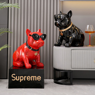 Nordic Style Dog Fighting Large Ornaments Home Living Room Floor TV Cabinet Porch Decorations Piggy Bank Housewarming New Residence