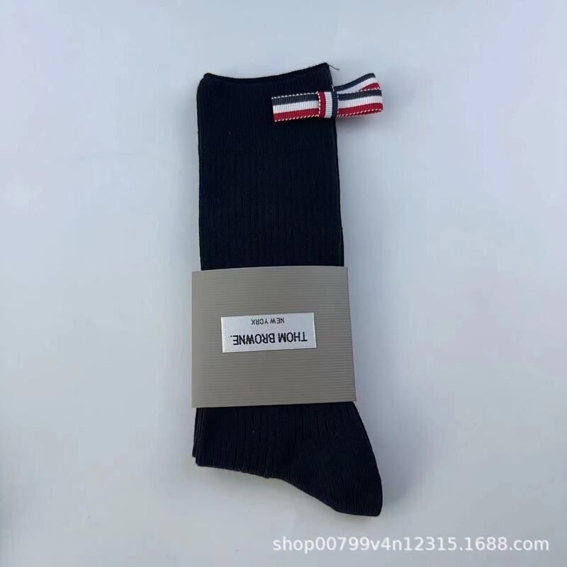 新款学院风手工蝴蝶结tb高筒袜堆堆袜时尚ins风女士小腿及膝袜子|undefined