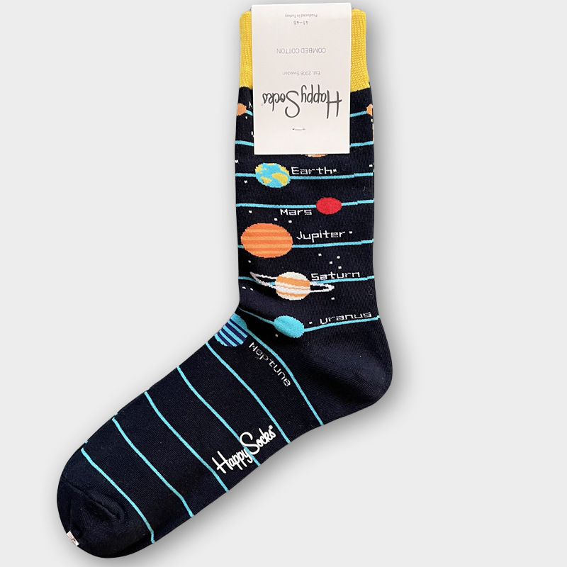 ハッピーソックス メンズソックス ミドル丈 コーマ綿 吸汗消臭 通気性 スウェーデン製 おしゃれ カラフル 薄手