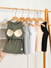 N 11135 Ribbed Round Neck Sleeves Vest �������䱳��