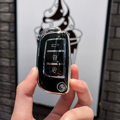 high-grade buckle shell Car key bag - geely-c-folding-3-keys-single-shell-black
