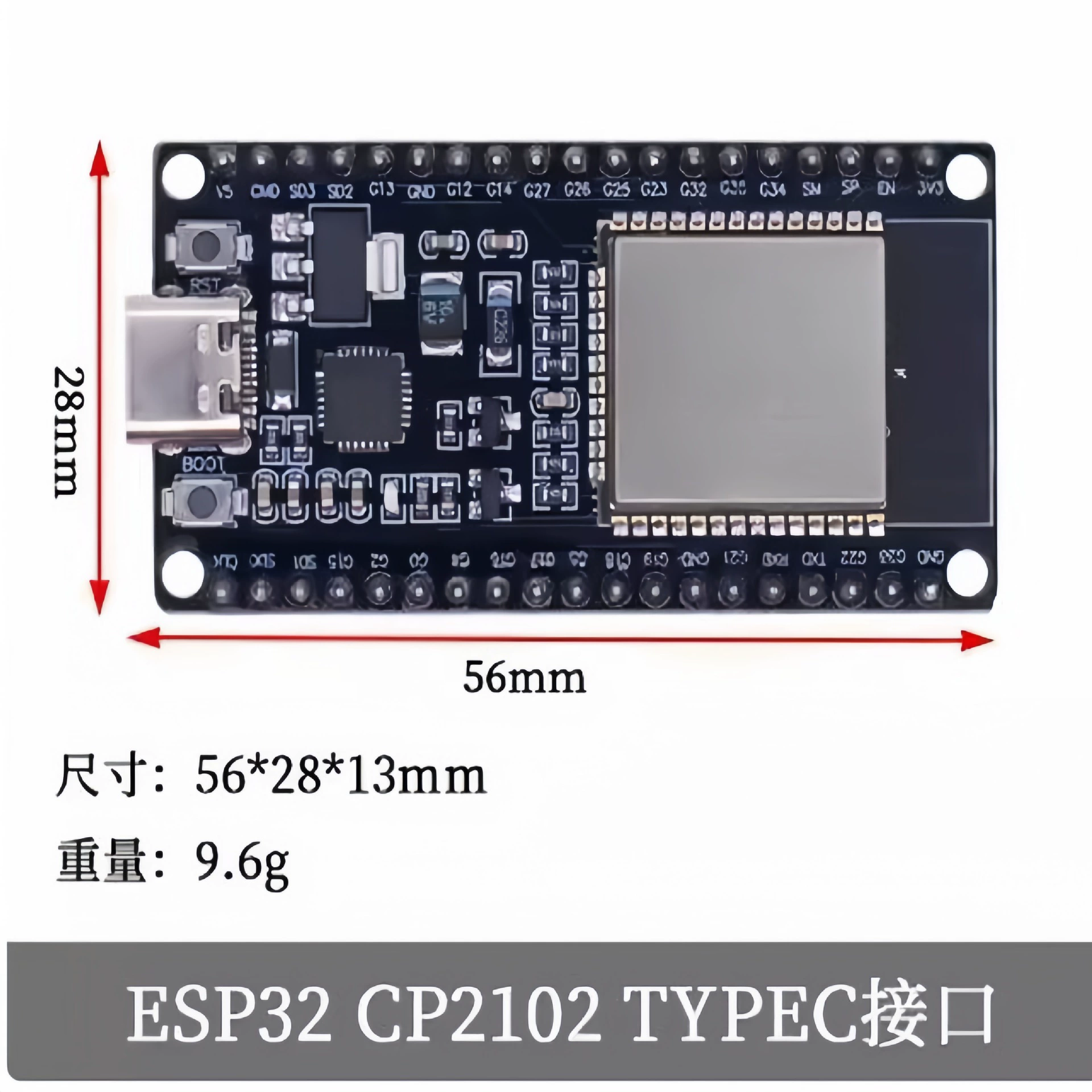 Плата разработки (ESP32) ESP‑WROOM‑32, Wi‑Fi + Bluetooth, двухъядерная, CP2102/CH340, 4 МБ флэш