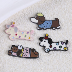 漫画マルチカラー愛水玉模様かわいい犬 diy ジュエリーアクセサリー携帯電話ケースパッチヘアピン下駄素材