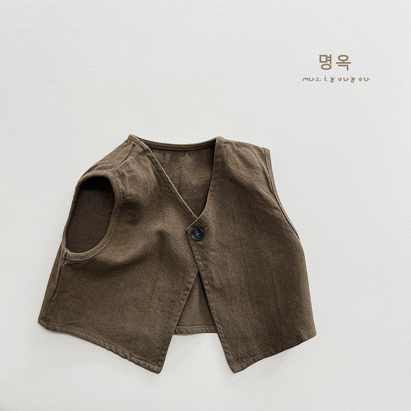 Estilo de moda simple ~ primavera y otoño nuevos niños y niñas Chaleco de estilo coreano japonés chaleco retro simple para niños