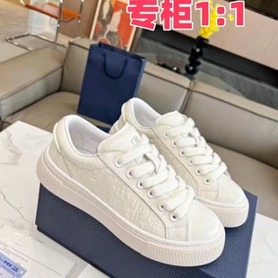 High-End B33 Casual Sports Men's and Women's Sneakers Genuine Leather Hollow Glue European and American Export Trendy Shoes Letter D Thick-Soled White Shoes
