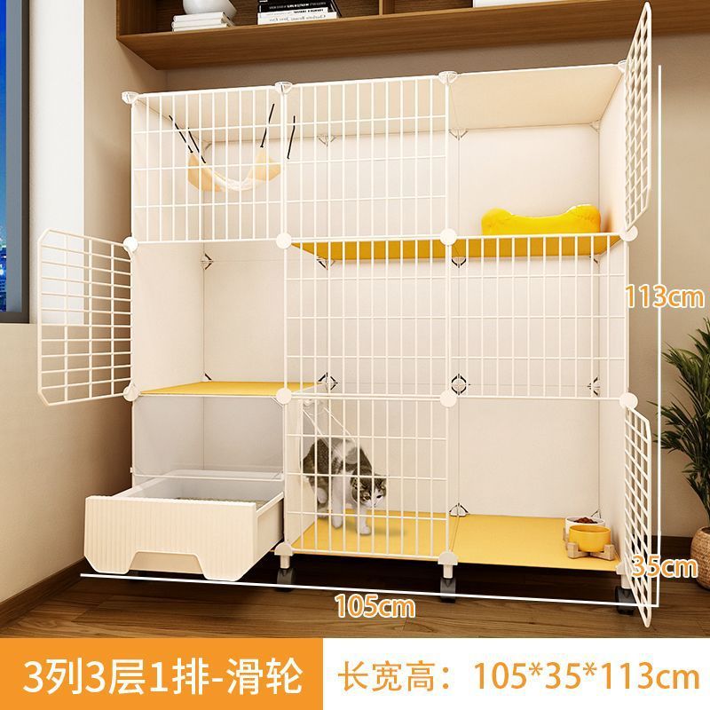トイレ付き猫ケージ、家庭用屋内特大フリースペース、子猫暗号化2階建て猫ヴィラ猫ハウス巣|undefined