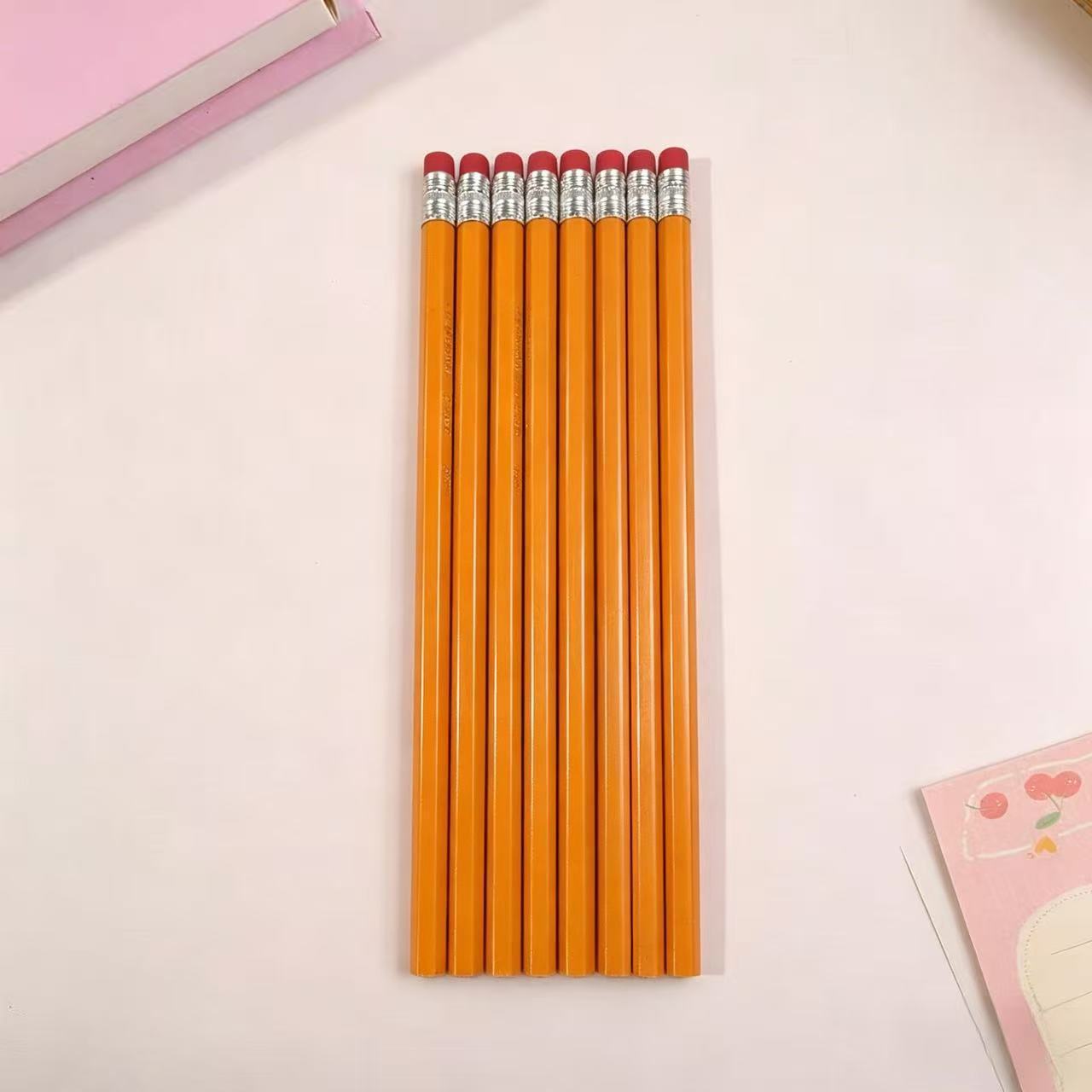 Lápices redondos y cuadrados de colores, artículos de papelería para estudiantes, lápices HB, venta directa del fabricante, lápices con gomas de borrar en la punta.