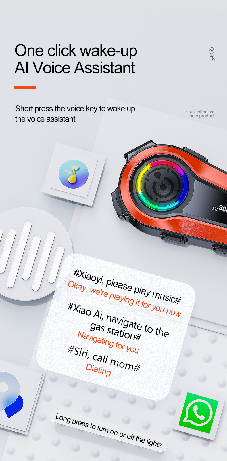 Q082X Helmet Bluetooth Headset 1000m Dual-Intercom Motorcycle Helmet Headset Amazon's Best-Selling Product