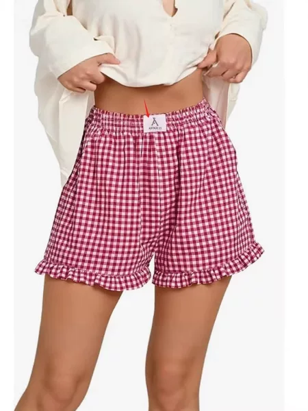 2026 Amazon Cross-Border New Plaid Print Versatile Casual Home Women's Shorts