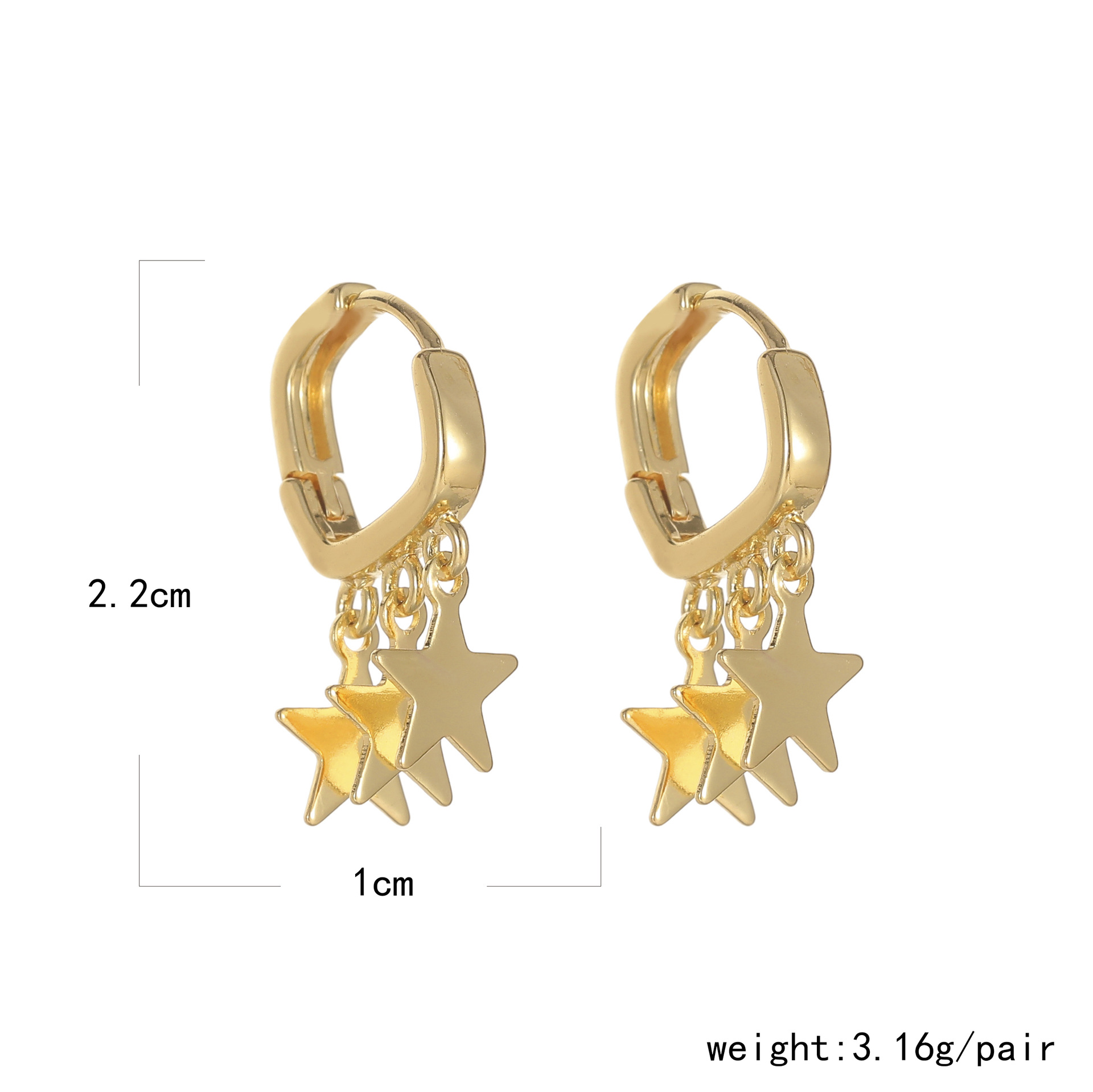 Simple Style Star Patchwork Plating Alloy No Inlaid Earrings display picture 12