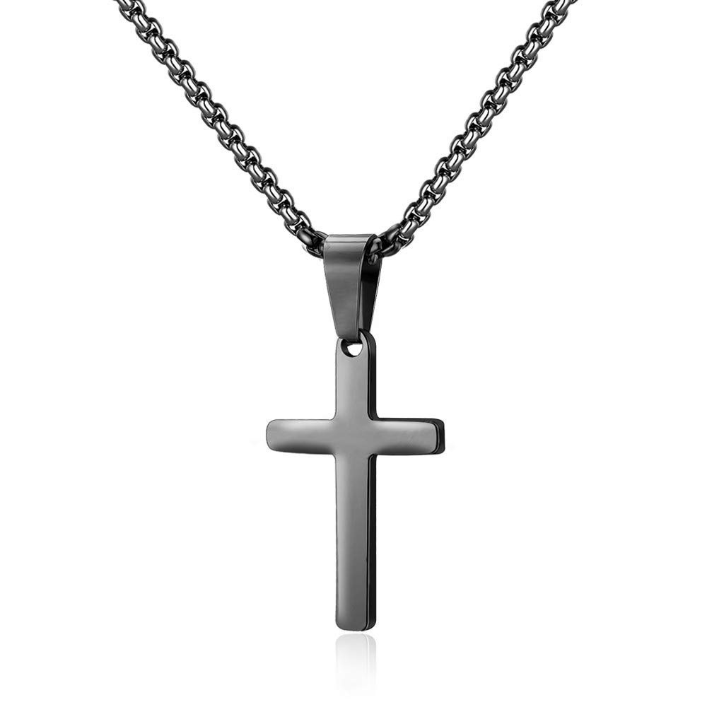 Collier en acier titane avec pendentif croix double couche, chaîne cubaine en acier inoxydable à motif os de serpent, très populaire au niveau transfrontalier._voghion.com