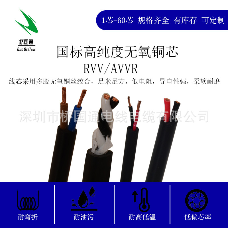 2芯绞距加密RVV2*0.12/0.2/0.3/0.5/0.75/1.0/1.5/2.5/4.0/6.0