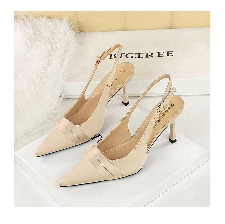 Escarpins élégants à bout pointu en satin avec dos ouvert et bride à la cheville - Escarpins pour femmes pour fêtes et soirées_voghion.com