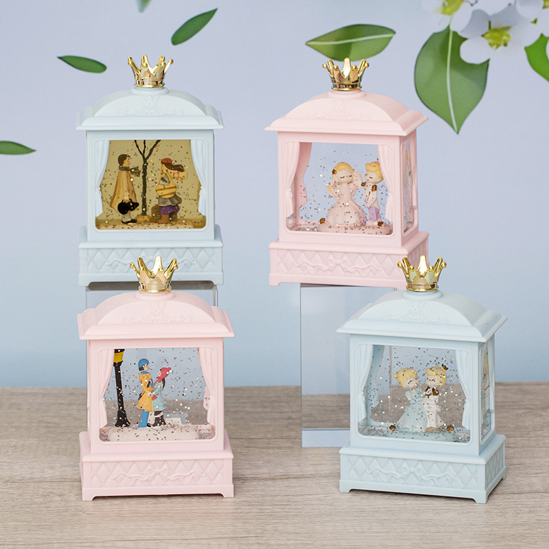 Pareja creativa lámpara de viento de cristal caja de música dormitorio de chicas decoración de escritorio lámpara de estrellas para regalo de cumpleaños