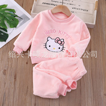 宝宝法兰绒睡衣套装家居服新款婴幼儿童装男童秋冬季女童两件套