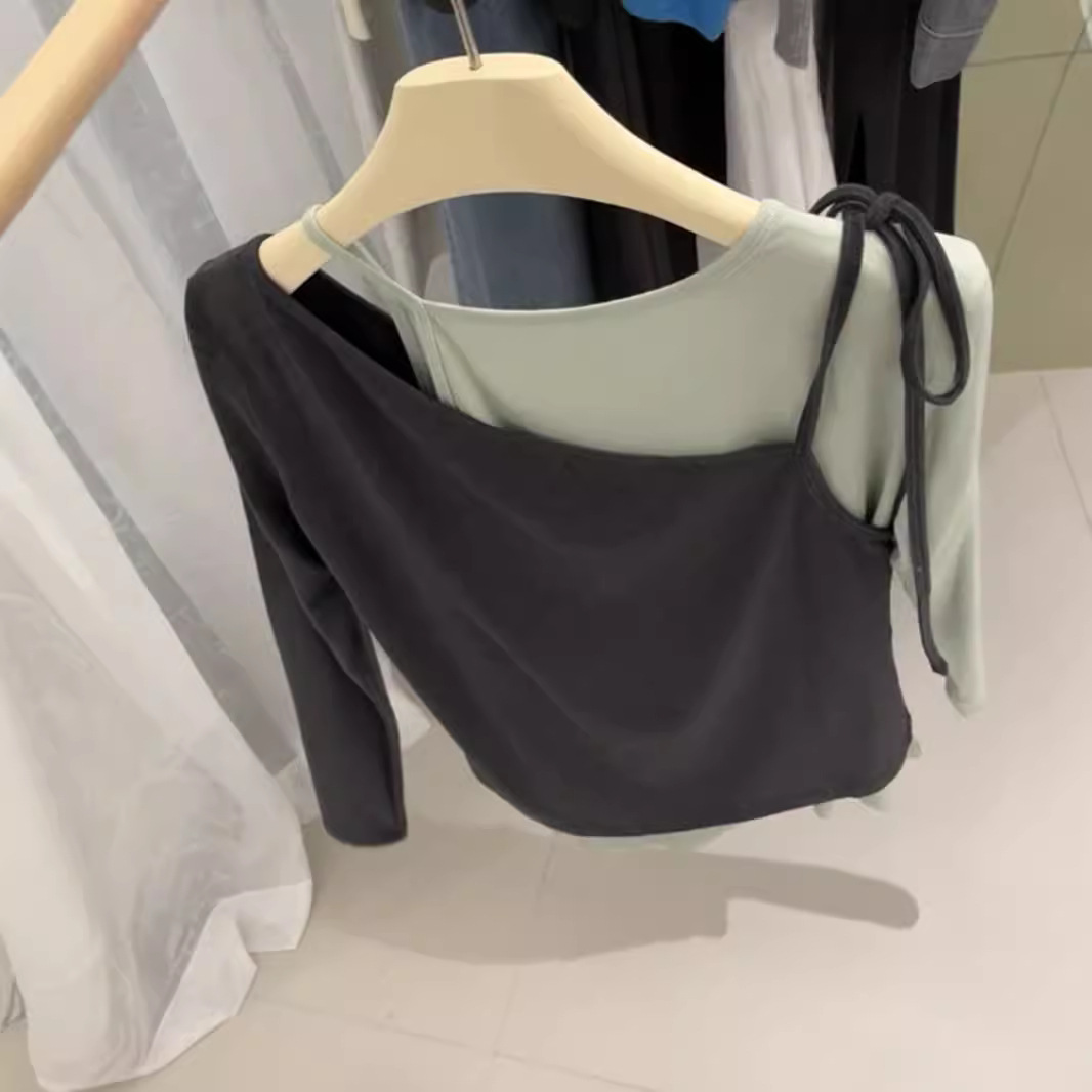 프랑스 불규칙한 스티칭 대조 컬러 디자인 센스 긴 소매 여성의 새로운 높은 감각 분위기 패션 투피스 재킷 트렌디