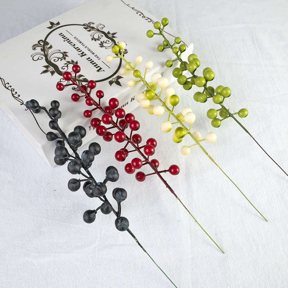 Букет ручной работы аксессуары для цветочной композиции моделирование одна вилка ягода искусственный цветок Моделирование красных фруктов Рождественское украшение для дома