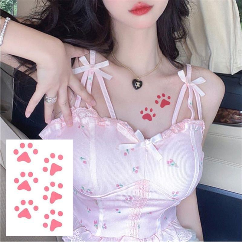 Cute Pink Animal Paw Print Tattoo Stickers, Kitten and Puppy Paw Prints in an Instagram Style, High-Quality, Waterproof, Long-Lasting, and Realistic Cute Pink Animal Paw Print Tattoo Stickers, Kitten and Puppy Paw Prints in an Instagram Style, High-Quality, Waterproof, Long-Lasting, and Realistic