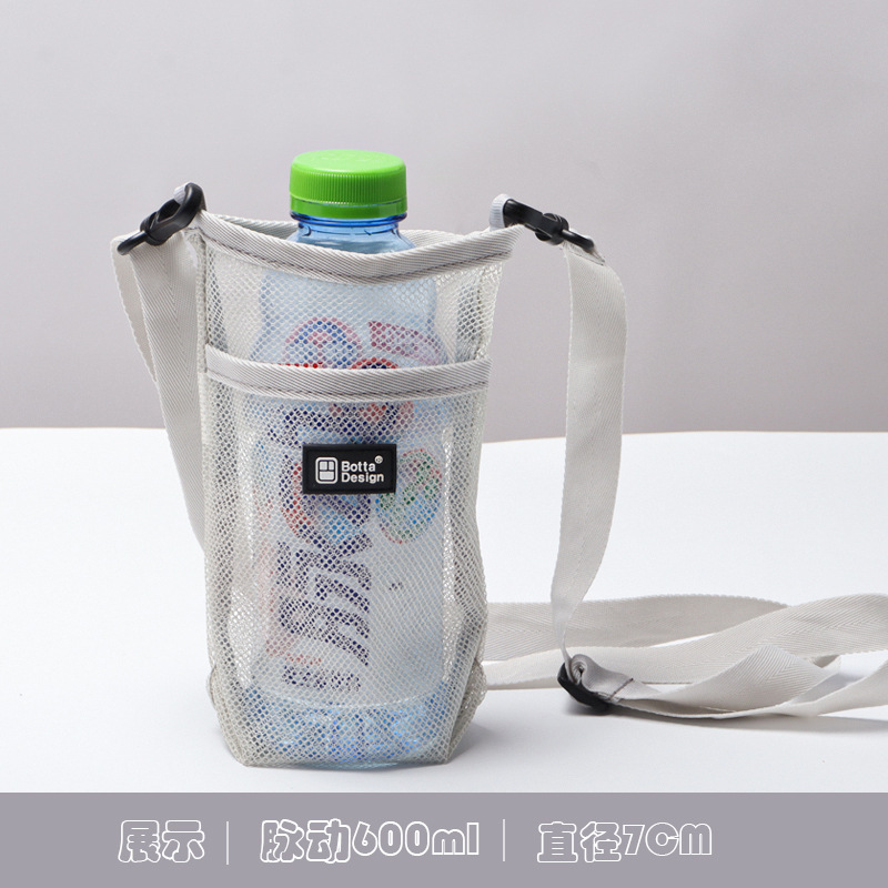 Universal mineral water bottle cover with grid and breathable design, single-shoulder crossbody