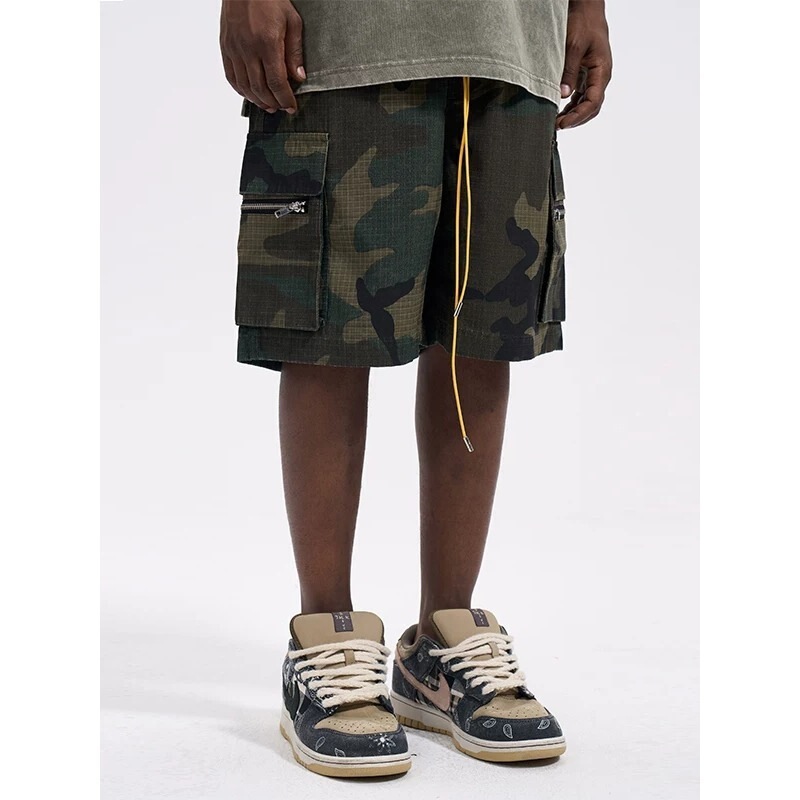 High Street Washed Camo Cargo Shorts for Men, Retro Casual Loose Summer Drawstring Versatile Trendy Five-Point Shorts High Street Washed Camo Cargo Shorts for Men, Retro Casual Loose Summer Drawstring Versatile Trendy Five-Point Shorts