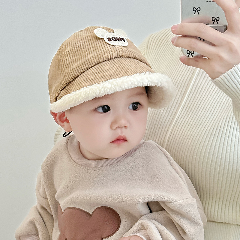Sombreros para bebés otoño y invierno de moda coreana para bebés súper lindos para niños gorra de lengua de pato para niños gorra de béisbol de terciopelo caliente