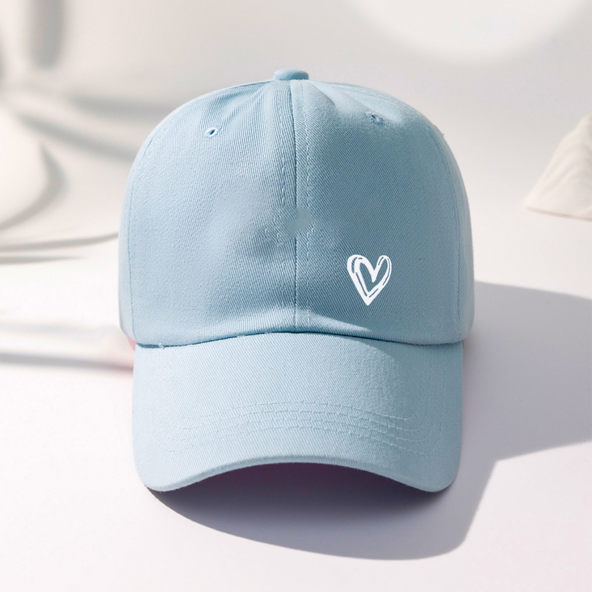 Cotton Material Heart Shape Pattern Summer, Spring Season Unisex Gender Unisex Sweet Heart Shape Printing Curved Eaves Baseball Cap
